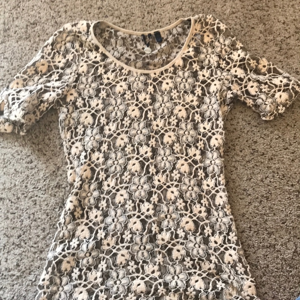 Cream and black lace bke top